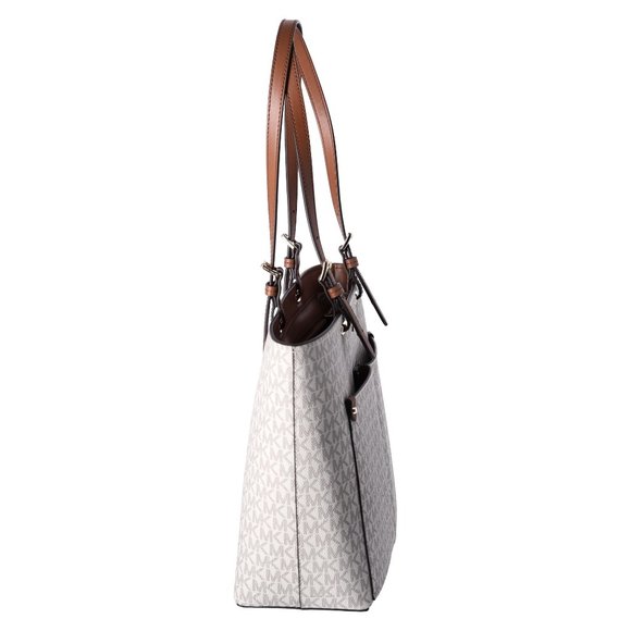 Michael Kors Jet Set Travel Medium Double Pocket Tote Vegan Leather Vanilla MK - Picture 7 of 9